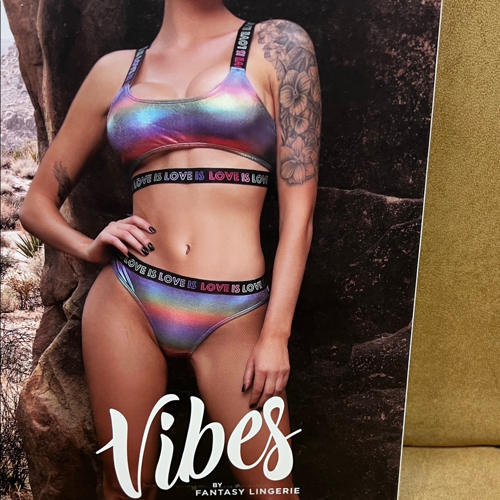 Vibes Love is Love Holographic Crop Top & Matching Panty
